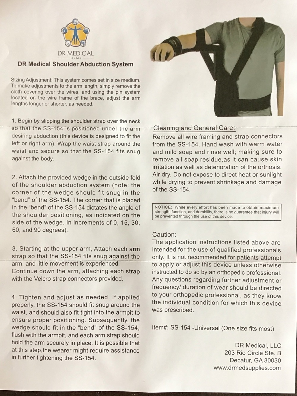 DR Medical Shoulder Abduction System - Black